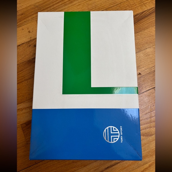 Tory Burch Red and Blue Patent Print Perforated Lace-Up Golf Sneaker - Picture 6 of 7